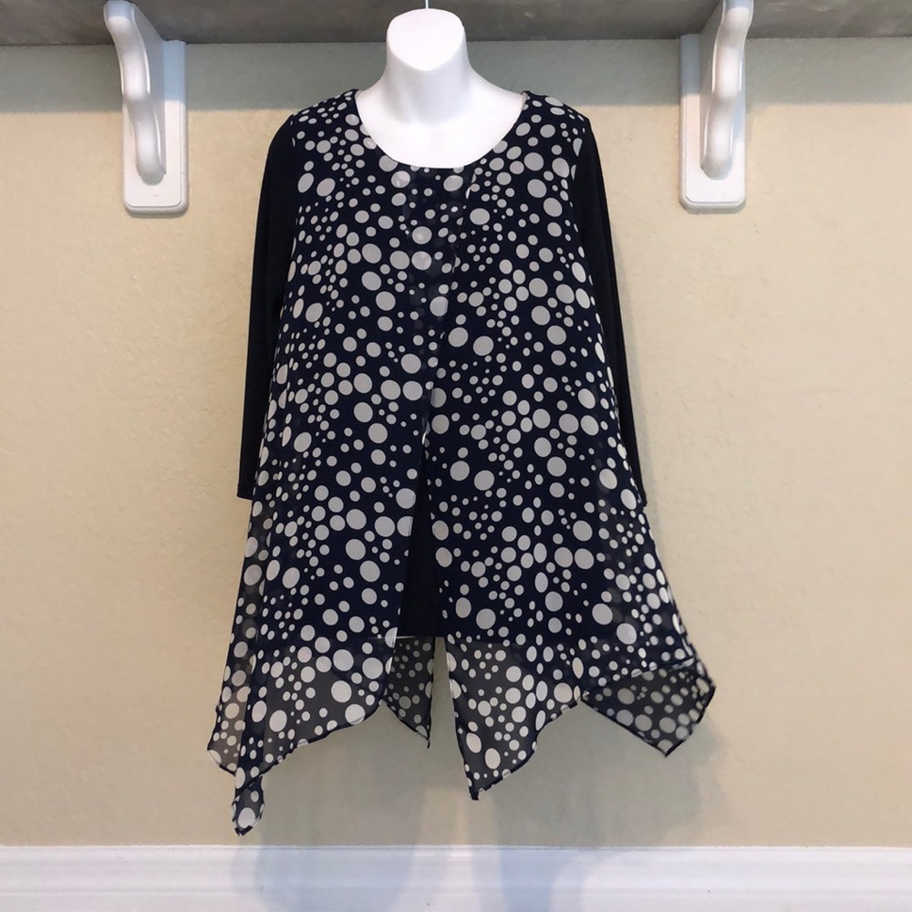 Navy Blue Polka Dot Blouse